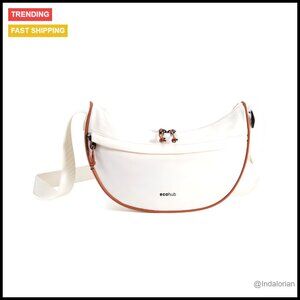 Structured Crescent Crossbody Bag Lightweight Nylon Adjustable Strap Chic